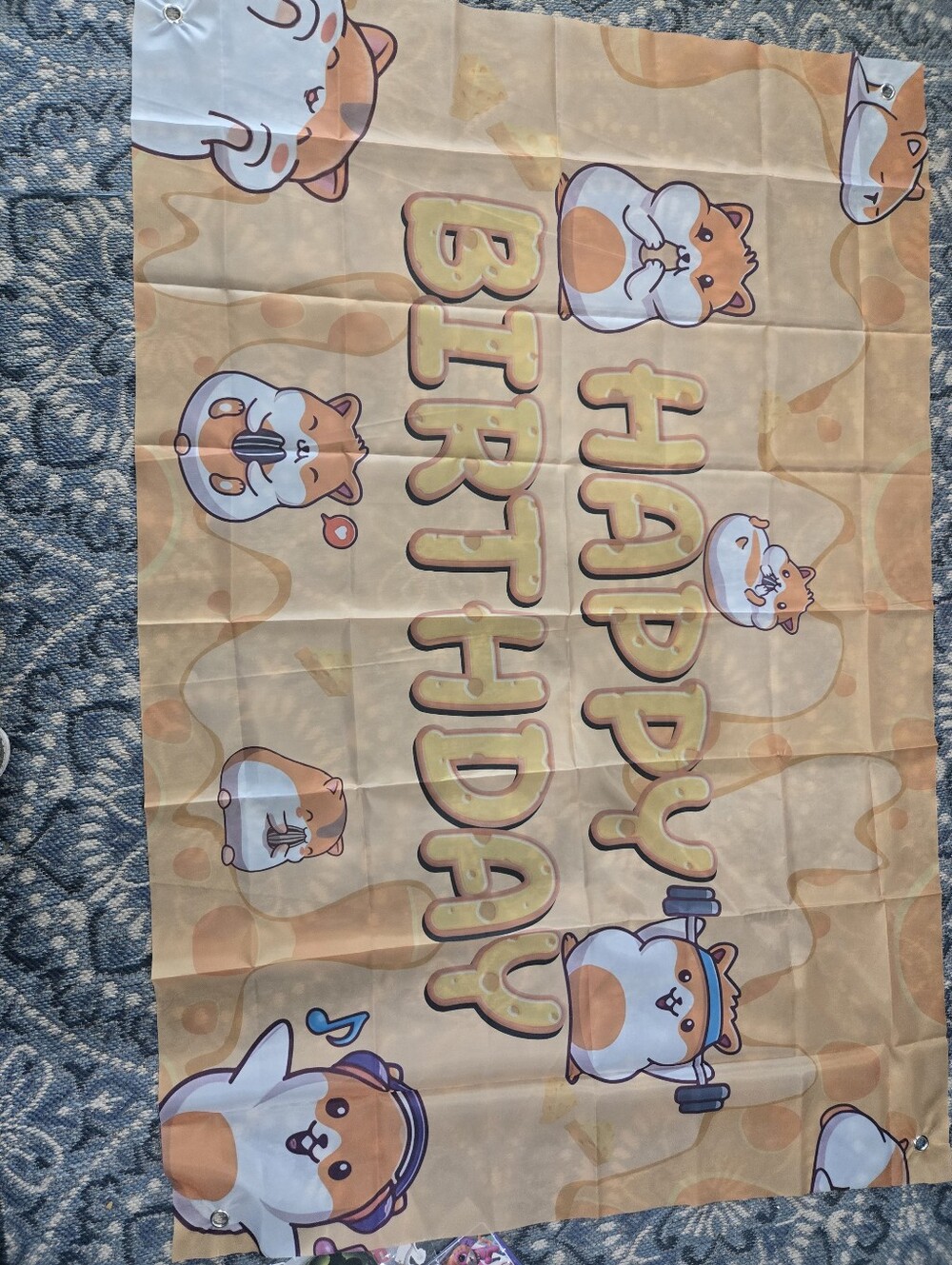 Cute Hamster Happy Birthday Banner - Orange